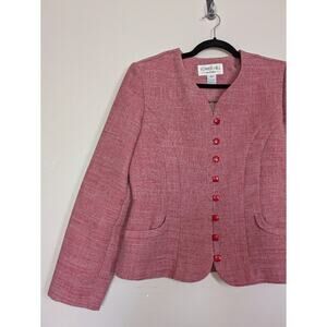 Vintage Tower Hill‎ Blazer Womens Size 12 Red Dressy Workwear 8 Button Jacket